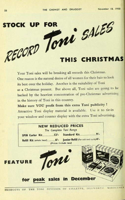 ad for Toni Curlers